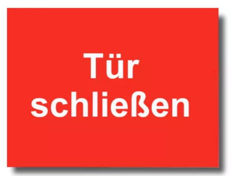 Aufkleber rot, bedruckt für Auslösetaster , 1 VE = 10 Stck.