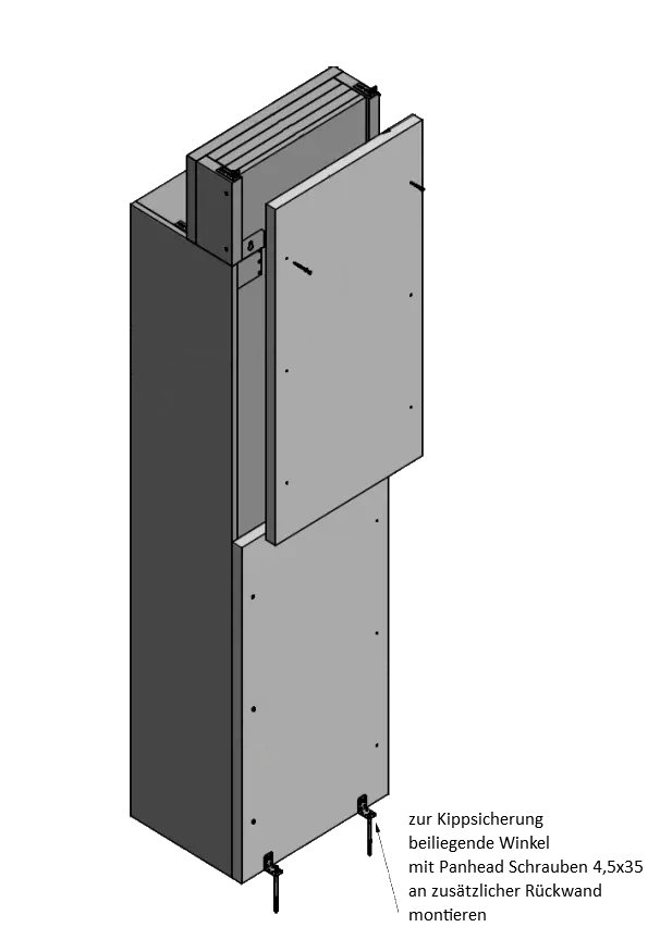 Feuerfeste Rückwand für E30 Standschrank inkl. Boden-Montagewinkel