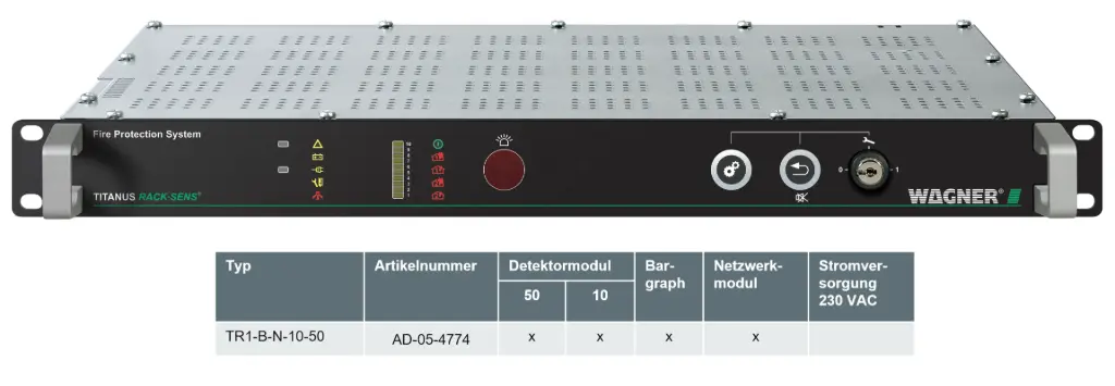 TITANUS RACK·SENS 1HE - Typ TR1-B-N-10-50