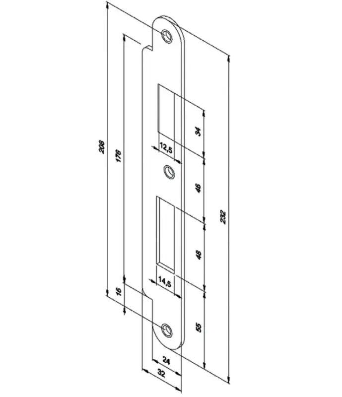 Lappenschließblech für Motorschloss 509x Universal DIN Links und Rechts, 12 mm