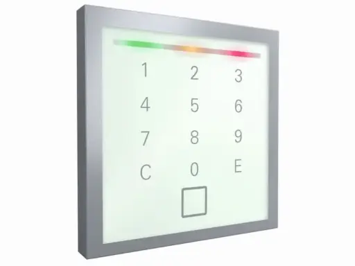 [PST12WS.63] Siedle Touch Lesegerät mit Tastatur: weiß (RAL 9003) mit Siedle weiß-aluminium Rahmen: Multi-ISO und Bluetooth-fähig: RS-485 Modulbus